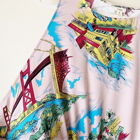 Anthropologie Tiny | Postcard Wrap Tie Tank Top Golden Gate Bridge Pink Small - Picture 4 of 9